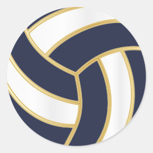 Sticker Rond Volleyball Couleur or, blanc et do-it-yourself A