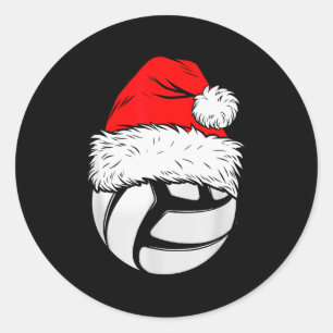 Sticker Rond Volleyball de Noël Chapeau de Père Noël Xmas Assor