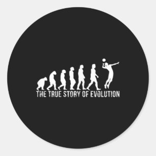 Sticker Rond Volleyball Evolution Funny Volleyball Player Cadea