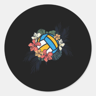 Sticker Rond Volleyball Fleur Hibiscus Feminine Girl Power Cut