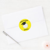 Sticker Rond Volleyball Graduation Jaune (Enveloppe)