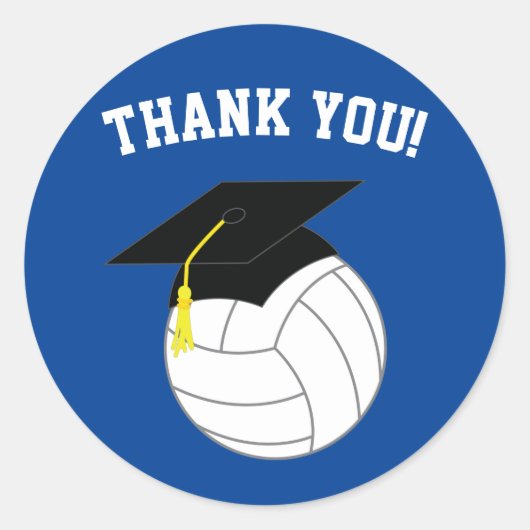 Sticker Rond Volleyball Graduation Sports Blue (Devant)