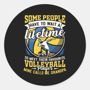 Sticker Rond Volleyball Grand-Père Mon Joueur Favori M'Appelle