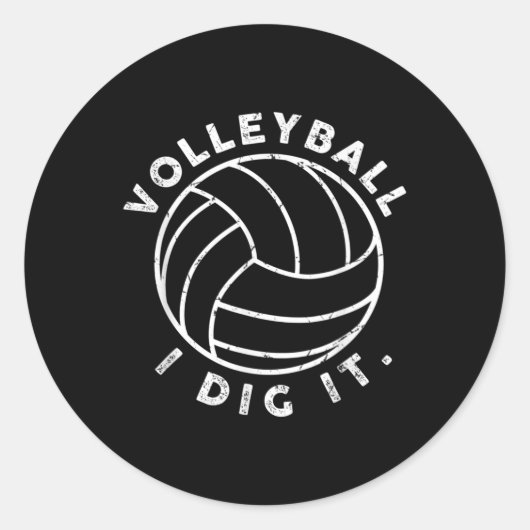 Sticker Rond Volleyball I Dig It Fun  (Devant)