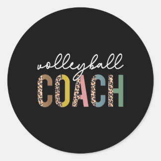 Sticker Rond Volleyball Maman Leopard Volleyball Coach Équipe C