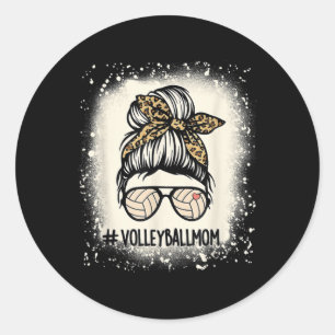 Sticker Rond Volleyball Maman Volleyball Lover Maman Messy Bun