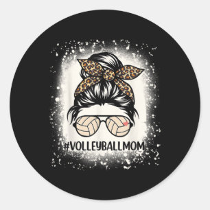 Sticker Rond Volleyball Maman Volleyball Lover Maman Messy Bun
