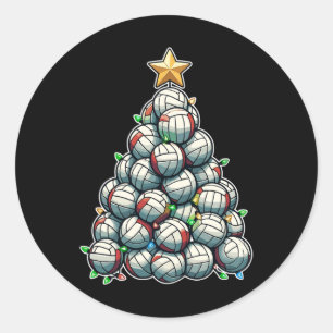 Sticker Rond Volleyball Père Noël Xmas Tree amusant Joueur de N