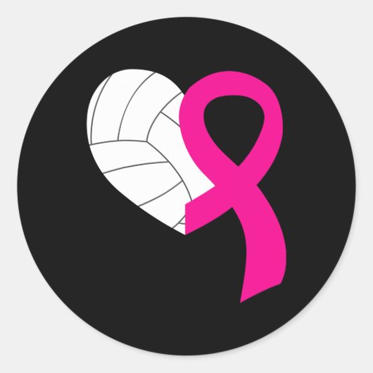 Sticker Rond Volleyball rose ruban Cool Cancer du sein Prix (Devant)