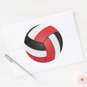 Sticker Rond Volleyball Rouge, Blanc et Noir (Enveloppe)