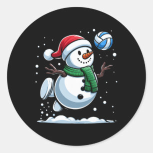 Sticker Rond Volleyball Snowman Santa Hat Noël Noël Noël Noël G
