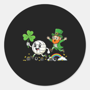 Sticker Rond Volleyball trèfle shamrock Saint-Patrick femmes