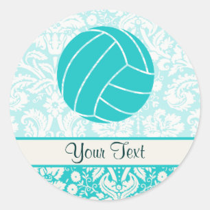 Sticker Rond Volleyball turquoise