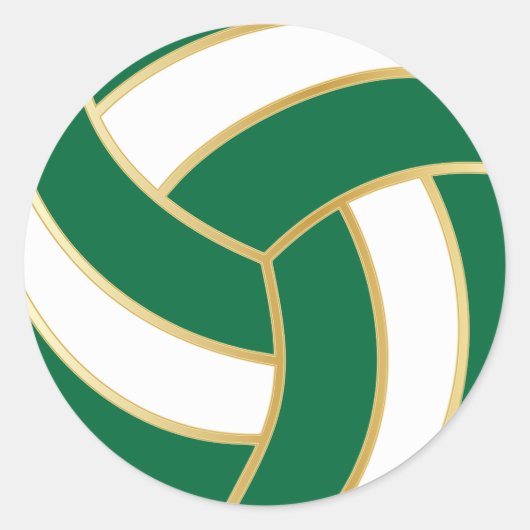 Sticker Rond Volleyball Vert foncé, Or et Blanc (Devant)