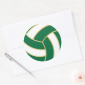 Sticker Rond Volleyball Vert foncé, Or et Blanc (Enveloppe)