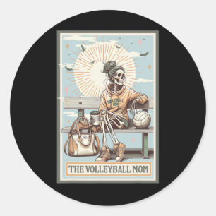 Sticker Rond Volleyll Mom Skeleton Tarot Card Jeu Jour Moth