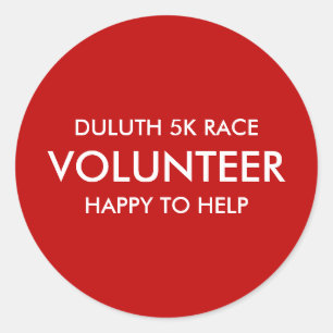 Sticker Rond Volontaire rouge personnalisé