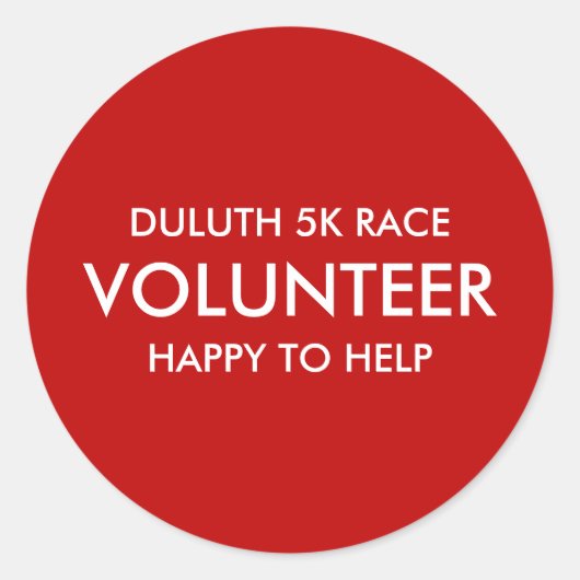 Sticker Rond Volontaire rouge personnalisé (Devant)