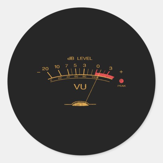 Sticker Rond Volume Vu Meter Audio Engineer Enregistrement Stud (Devant)