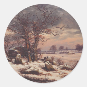 Sticker Rond Vordingborg en hiver par J.C. Dahl Fine Art