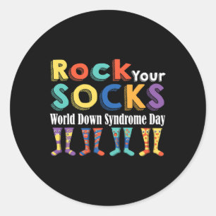 Sticker Rond Vos chaussettes mignonnes 3-21 Trisomie 21 Monde S