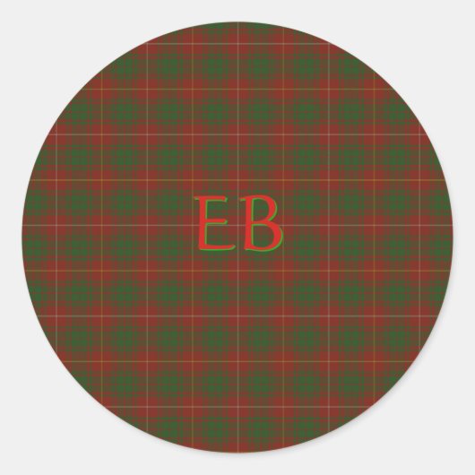 Sticker Rond Vos initiales sur Bruce Clan tartan (Devant)