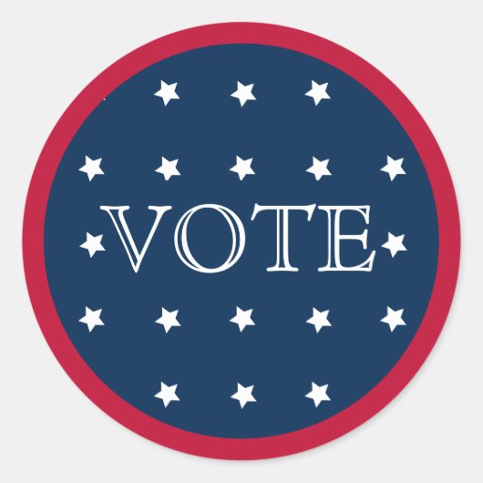 Sticker Rond Vote 2020 Elegant Rouge Blanc et Bleu (Devant)
