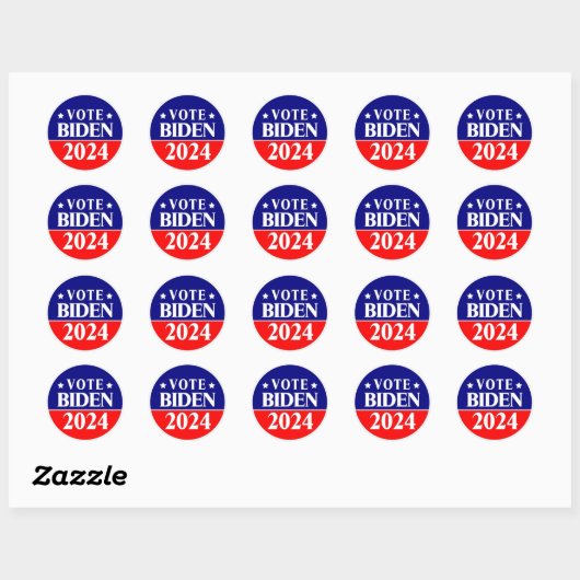 Sticker Rond Vote Biden 2024 Parti démocratique (Feuille)