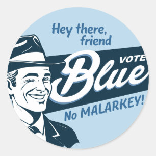 Sticker Rond Vote bleu Retro Funny Guy
