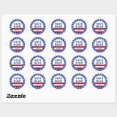 Sticker Rond Vote Blue Stars Stripes Blue Wave Election (Feuille)