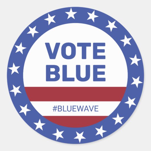 Sticker Rond Vote Blue Stars Stripes Blue Wave Election (Devant)