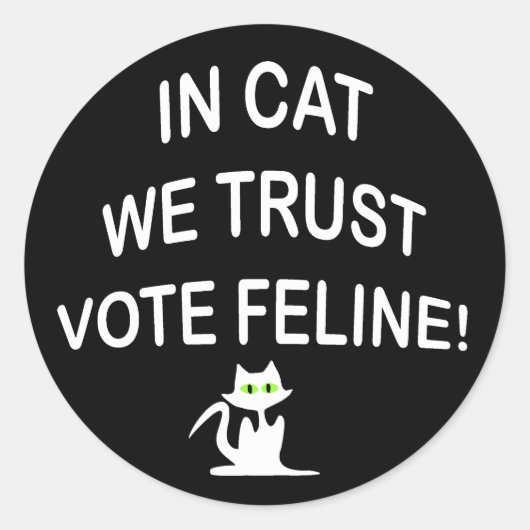 Sticker Rond Vote Chat avec texte blanc (Devant)