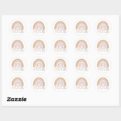 Sticker Rond Vote | Cute Pastel Rainbow Text Design (Feuille)