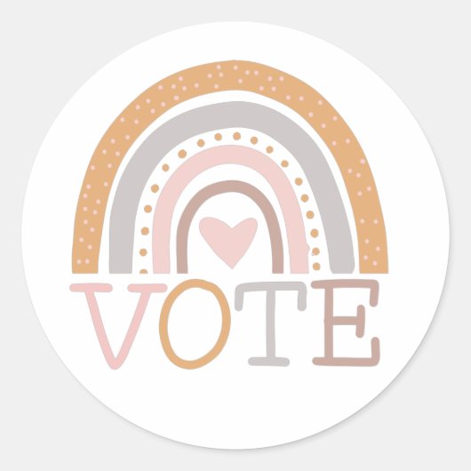 Sticker Rond Vote | Cute Pastel Rainbow Text Design (Devant)