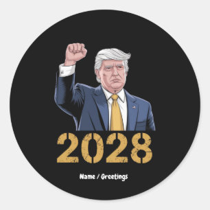 Sticker Rond Vote Donald Trump 2028 Pro Trump USA Drapeau