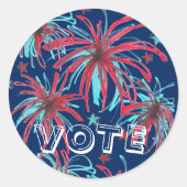Sticker Rond VOTE Election Day USA Voter Feu d'artifice Patriot (Devant)