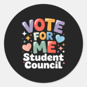 Sticker Rond Vote For Me Student Council Vibes School Election (Devant)