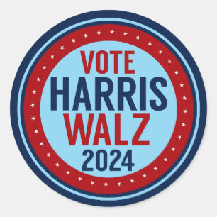 Sticker Rond Vote Harris Walz pour l'élection présidentielle de