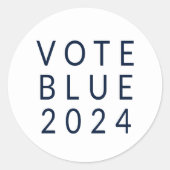 Sticker Rond Vote minimaliste Blue Kamala Harris 2024 (Devant)