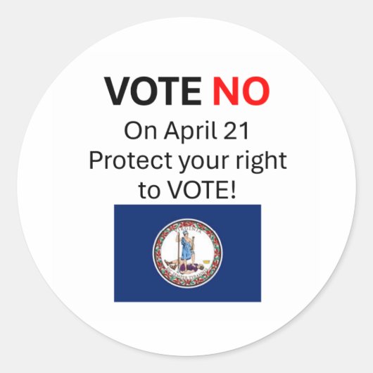 Sticker Rond Vote NO on VA Redistricting (Devant)