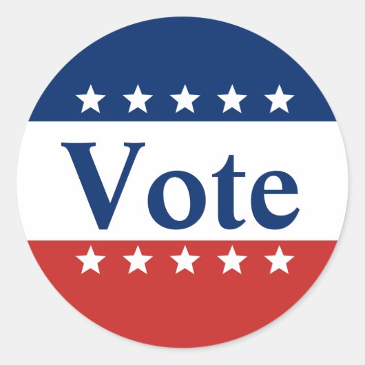 Sticker Rond Vote Patriotique Rouge Blanc et Bleu (Devant)