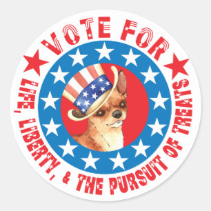 Sticker Rond Vote pour Chihuahua