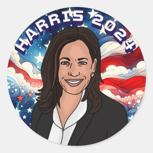 Sticker Rond Vote pour Kamala Harris 2024 (Devant)