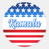 Sticker Rond Vote pour Kamala Harris USA Flag Texte personnalis (Devant)