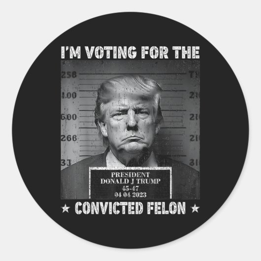 Sticker Rond Vote Pour Le Condamné Felon Funny Trump 2024 (Devant)