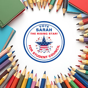 Sticker Rond Vote pour le président de classe : étoile montante