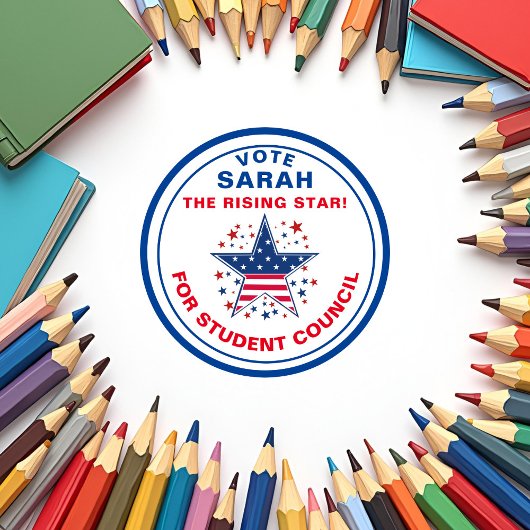 Sticker Rond Vote pour le président de classe : étoile montante