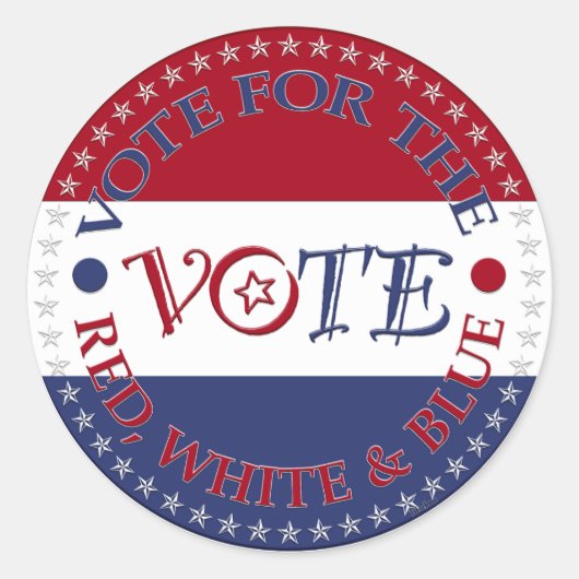 Sticker Rond Vote pour le script de vote rouge, blanc et bleu (Devant)