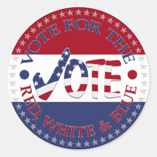 Sticker Rond Vote Pour Red, White Blue USA Cochez Mark VOTE