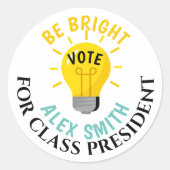 Sticker Rond Vote pour un président de classe Be Bright Vote (Devant)